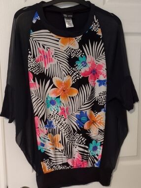 Coco Reef Black Tunic with Multicolor Floral Front